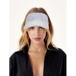 Wovanoo Rhinestones Sun Visor Hats Adjustable Sport Cap Bling Visor Caps for Women Girls AB