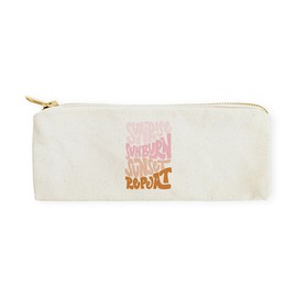 The Cotton & Canvas Co. Sunrise Sunburn Sunset Repeat Cotton Canvas Small Cosmetic Case and Travel Pouch for Teachers, Office, Beach, Zipper Pouch, Makeup Bag