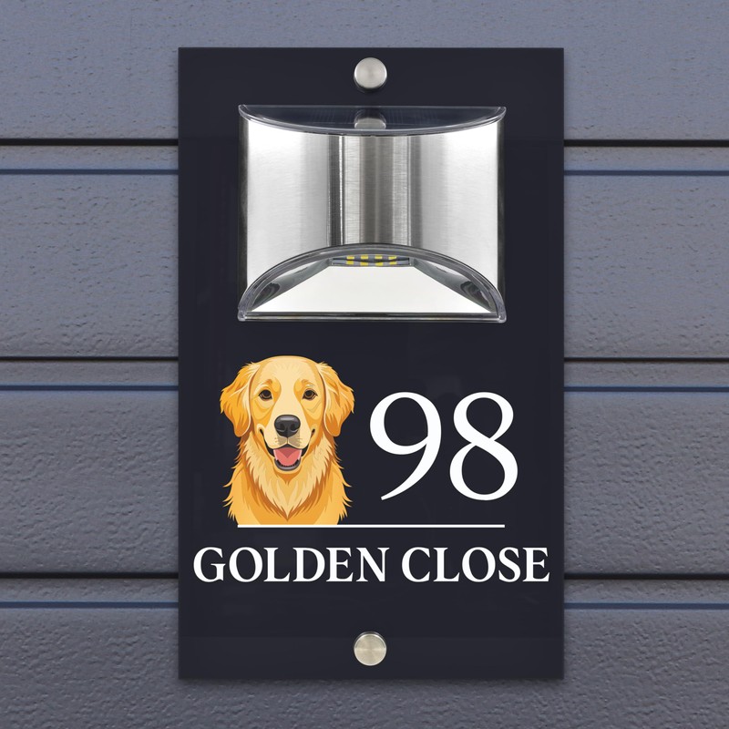 Custom Signs Solar Illuminated Modern Anthracite House Number Sign 24cm