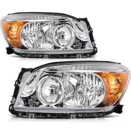 ECCPP Headlight Assembly for TOYOTA RAV4 2006-2008 Headlights Base Chrome Housing Amber Reflector Clear Lens Driver & Passenger Side