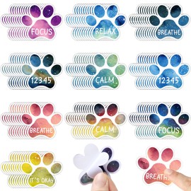 Crtiin 100 Pcs Sensory Strips Anxiety Calm Mindfulness Stickers Fidget Stress Breathing Sensory Sticker Different Textures Rough Tactile Tape for Mental Health Adults Desk Anxiety Relief(Paw)