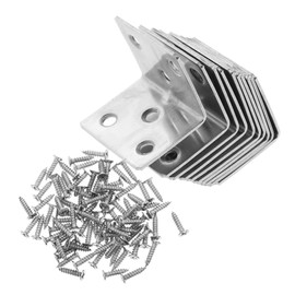 SEWACC 10pcs Shaped Corner Thickened Stainless Steel Brackets with Screws for Frame Support for Kitchen Cabinets and Furniture Assembly