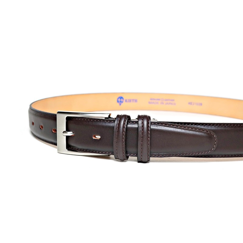 KIETH Men's Business Belt, Genuine Leather, Dark Brown, Kip Leather,