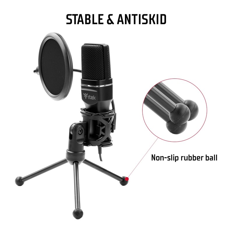 iTek M100 Condenser Microphone - USB, Tripod, Pop Filter and