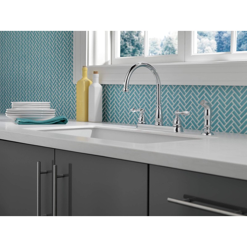 Delta Windemere Chrome Kitchen Faucet with Side Sprayer, Traditional 4