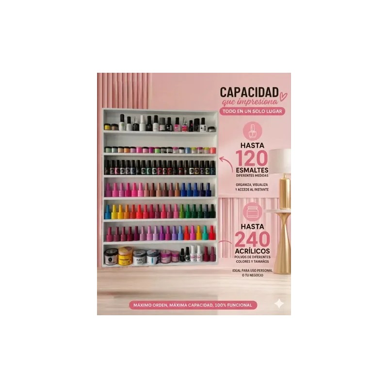 Esmaltero Exhibidor Maquillaje Multiusos Reforzado Con Tapa.