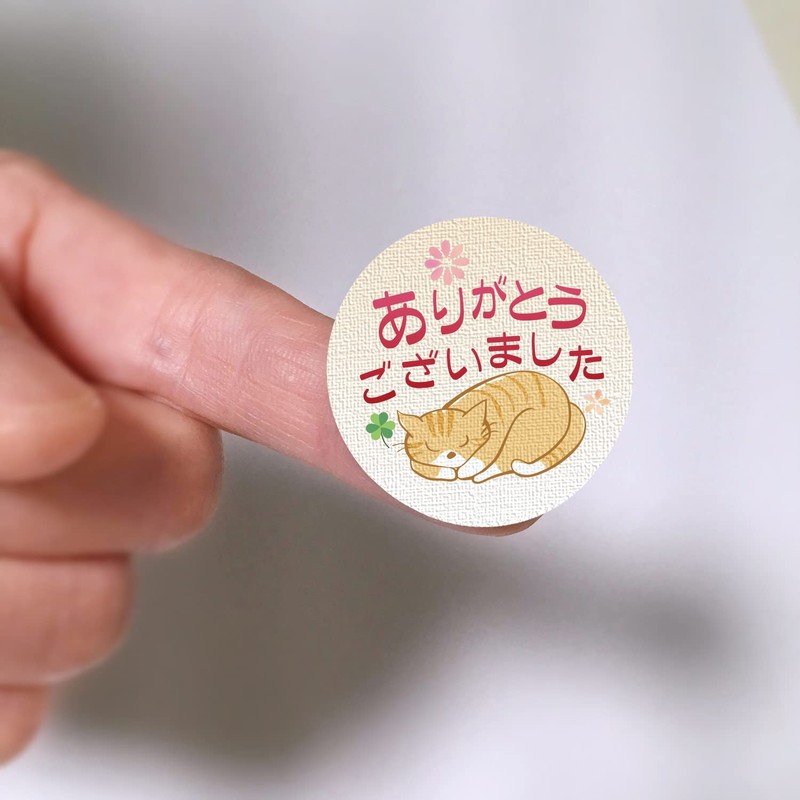 Cat Gift Stickers, Thank You, Diameter 1.3 inches (3.2 cm),