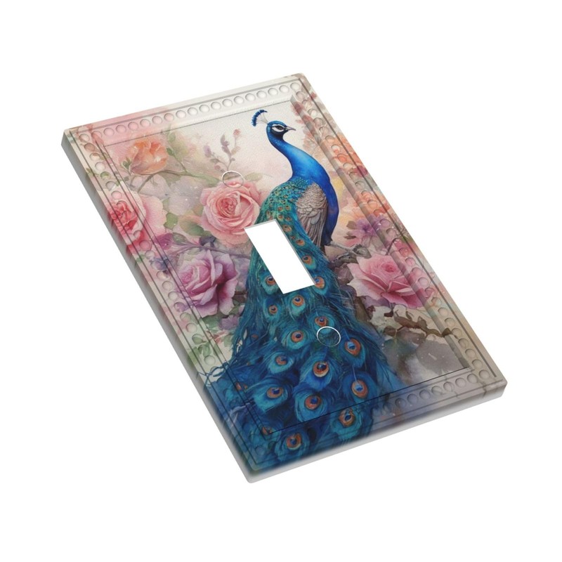 HLCoChTDecorative Art Light Switch Covers Peacock Amidst a Blush of