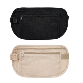 2 pcs Money Belt for Travel, Travel Wallet Waist Wallet, Hidden Money Pouch for Travel, Passport Holder Under Clothes for Women, Travel Hidden Wallet Under Clothes, Money Belt for Travel (2 Colors)
