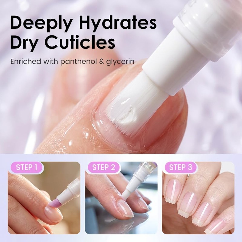 2en1 Empujador de Cutículas y Aceite para Cutículas,Herramienta de Manicura