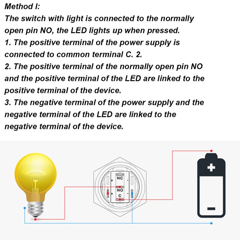 Self-locking Push Button Switch, Waterproof Pre-wired Push Starter Switch with