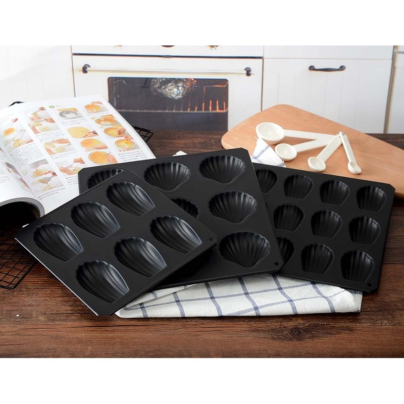 タイガークラウン マドレーヌ型 黒 228×269×13mm Blackマドレーヌシェル型15P スチール シリコン塗装 耐熱250度 5084