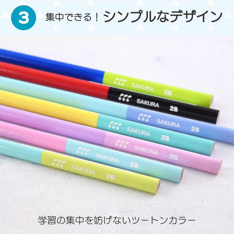 Sakura Crepas GE2B3-C Shikakata Pencil, Elementary School Stationery, 2B, Triangle,