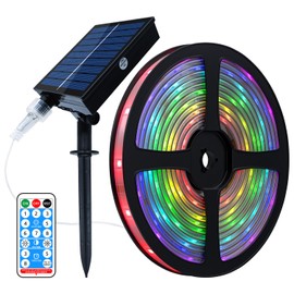 UT Solar LED Strip Lights Outdoor, 32.8ft 560 LEDs Solar Powered Color Changing LED Strip with 8 Lighting Modes IP67 Waterproof Decorative Rope Lights for Yard Trees Pool