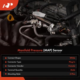 A-Premium Manifold Absolute Pressure MAP Sensor Compatible with Ford F-250 1994-1996 F-350 1994-1997 E-350 Econoline Club Wagon V8 7.3L Turbo