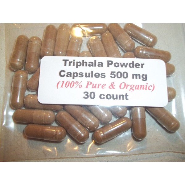 Triphala Powder Capsules (100% Pure & Organic) 500 mg - 30 Count