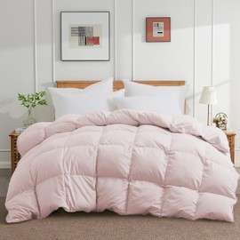 Joysoul California King Size Down Comforter - All Season Ultra Soft Goose Down & Feather Fiber Fill, Luxury Hotel Pink Duvet Insert with Corner Tabs (108" X 94")