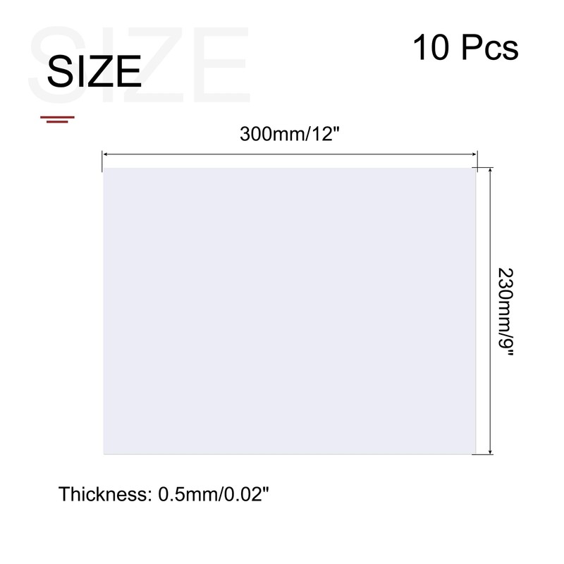 sourcing map 10 Pack Clear Plastic Sheet Transparency Panel 9x12x0.02''