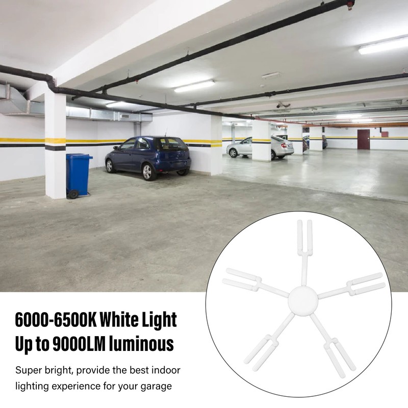 LED Garage Light 100W 6000 To 6500K E27 Base Foldable