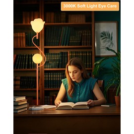 Lightdot Orange Floor Lamp, Mid Century Standing Lamps with 1 Globe+1 Flower Soft Warm White Eye Care 3000K Bulbs Included, Modern Tall Floor Lamp for Living Room Bedroom