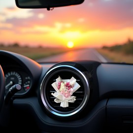 White Fresh Flowers Mini Dried Flowers Bouquet for Car Air Vent Clips, Car Air Outlet Perfume Decoration, Air Fresheners Interior Accessories, Automotive Air Fresheners (Random fragrance)