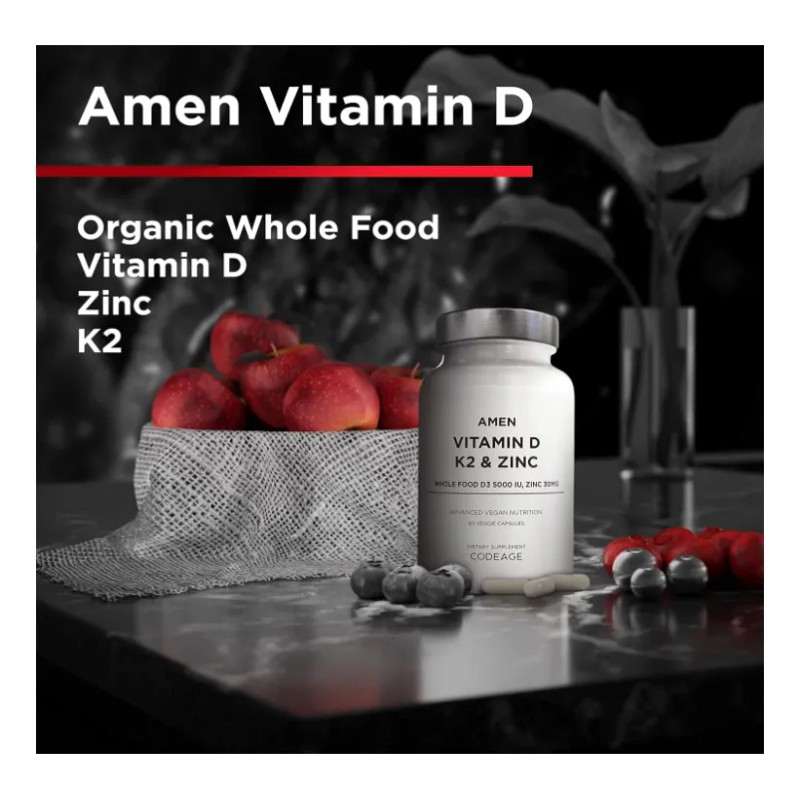 Amen Vitamin D, K2 & Zinc. 60 Capsulas Sabor Sin