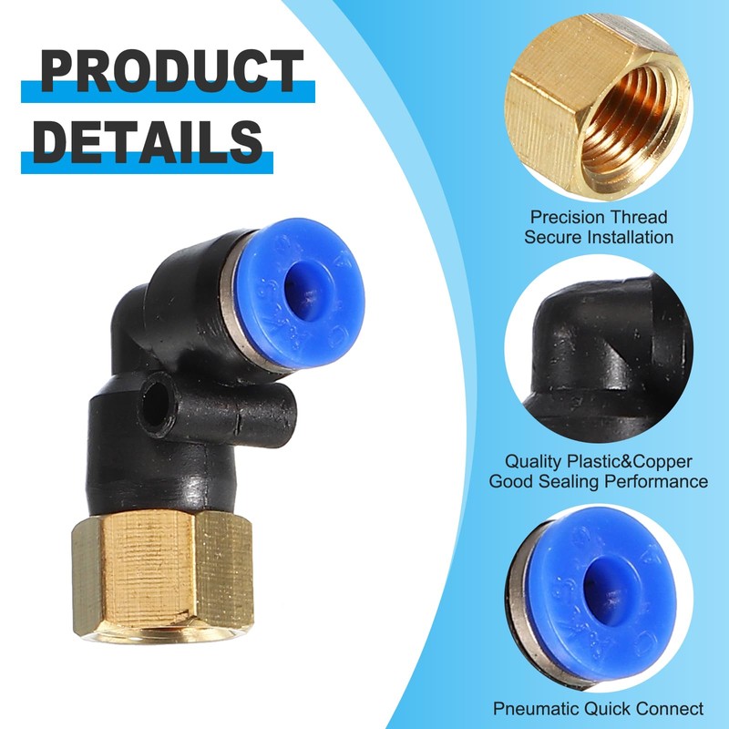 PATIKIL 1/8" Push to Connect Fitting 2 Pack PT Female