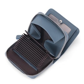SENDEFN Women's Leather Wallet with Many Compartments, Small Purse with RFID Protection Card Holder with Zip and Many Compartments, Purse, lightblue, Fastened