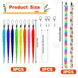 Cat Worm Toy, 12 PCS Cat Wand Toy Accessories Including Worm & Snake Refills Set, 2PCS Replacement String for Cats Fishing Pole Toys, Assorted Feather Toys Attachments Teaser for Indoor Cats Kitten