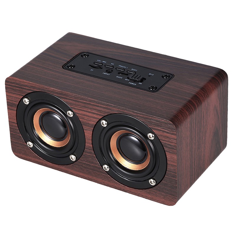 W5 Red Wood Grain Bluetooth Speaker Bluetooth 4.2 Dual Louderspeakers