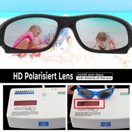 LOJUDI Kids Sunglasses Boys Girls, Polarised Sports Childrens Sunglasses Cycling Sun Glasses for Kids UV400 Protection-Blue/Grey