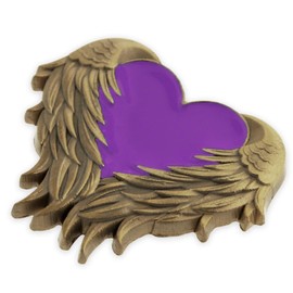 PinMart Heart with Angel Wings Enamel Lapel Pin – Enamel Heart Lapel Pin with Antique Gold-Plated Angel Wings – Heart Wing Badge with Secure Clutch Back