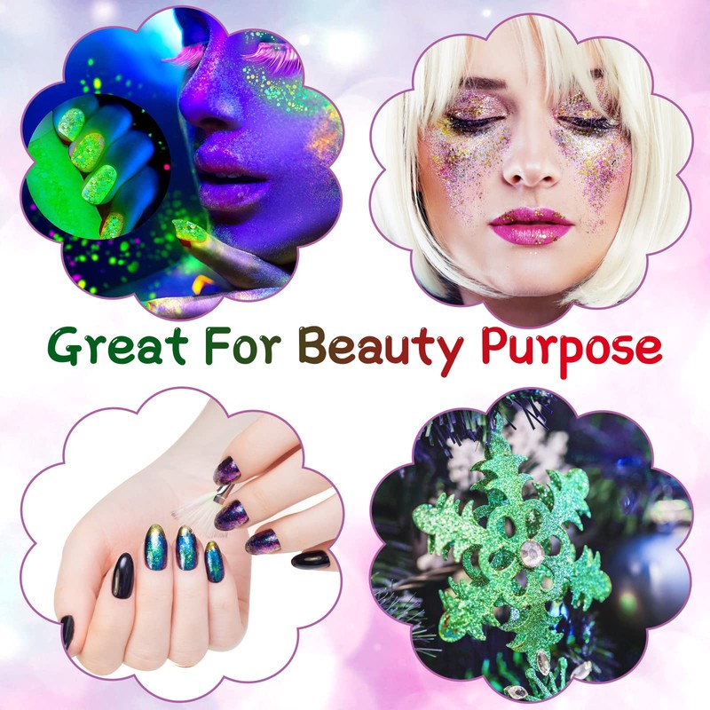 Nail Glitter 12 Colours Fluorescent Glitter Make-Up Glitter Sequin for