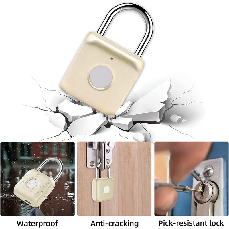 Fingerprint Padlock, USB Charging, Biometric High Security Locker, Mini Padlock