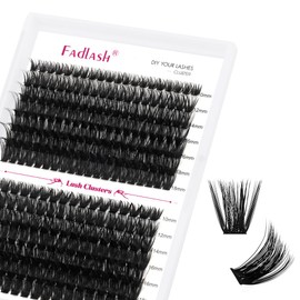 FADLASH Individuelle Wimpernbüschel 280pcs 60D+80D Mix D Curl Wimpernbüschel Natürlich aussehende Wimpern DIY Wimpernverlängerungen 10-18mm Individuelle Wimpern