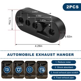 Wevdn - 2 perchas de goma para escape, 4 agujeros, silenciador de escape de goma, aislador universal para tubo de escape, silenciador para vehículos, accesorios de coche (negro)