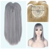 Silk Straight Hair Topper Thick Bangs 16inch Clip in One