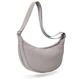 KALIDI Women's Tote Bag, Crossbody Shoulder Bag, Crescent Moon, Large Capacity, Shoulder Bag, Nylon, Tote Bag, Large, Adjustable Shoulder Strap with Zipper, Unisex (Gray), gray