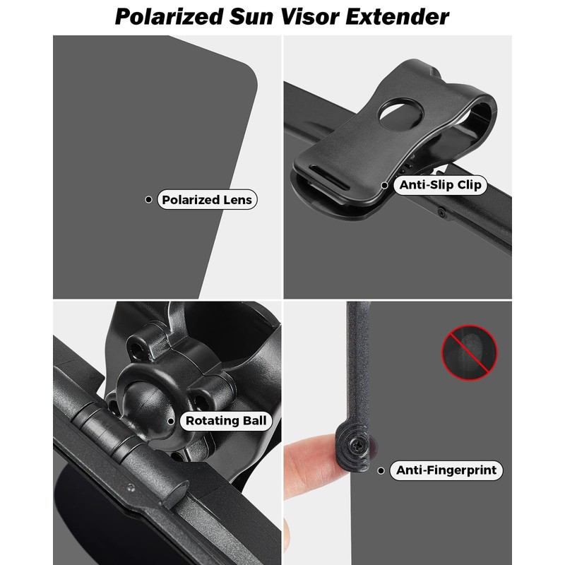 JOYTUTUS Sun Visor Extender for Car - Universal Anti-Glare Polarized