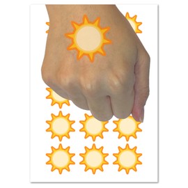 Sun Outline Temporary Tattoo Water Resistant Fake Body Art Set Collection - 54 1" Tattoos (1 Sheet)