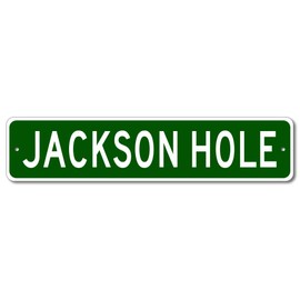 Jackson Hole, Wyoming - USA City Sign - Pesonalized Home Decor, Metal Novelty Sign, Man Cave Street Sign, Unique Idea, Pub Bar Wall Decor - 4x18 inches
