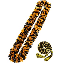 Cindeer Graduation Leis 2025 Braided Honor Cords with Tassels Class of 2025 Ribbon Necklace Graduation Gift Party Accessories for Women and Men(Black and Gold)