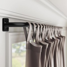 UIOSANRT Curtain Rods for Windows 48 to 84 inch, 5/8" Diameter Black Curtain Rod Ceiling Mount, Warp Around Long Curtain Rod for Bedroom Living Room