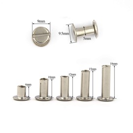 90 Sets Silvery Chicago Binding Screws Assorted Kit Nail Rivet Chicago Button DIY Leather Decoration Bookbinding Round Flat Head Stud Screw (6/10/12/15/18-18pcs)