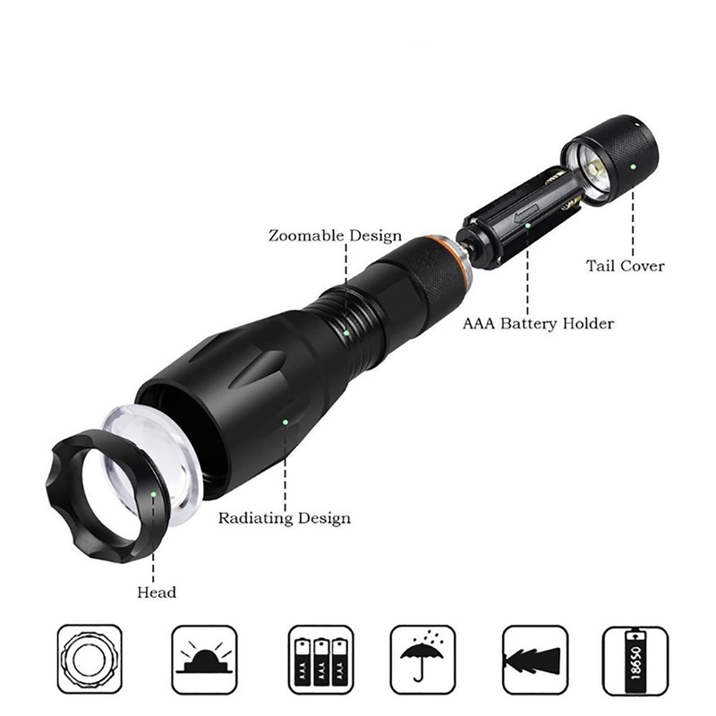 GRABOYY Red LED Flashlight One Mode 350 Yard Red Light
