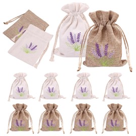 JAMSSOW Pack of 8 Lavender Bags Empty, Lavender Bags for Filling, Padded Bags Made of Cotton and Linen with Drawstring for Jewellery, Weddings, Spices, Herbs