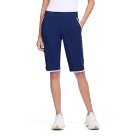IZOD Women's Golf Shorts Performance Stretch, Medieval Blue White Piping, Medium