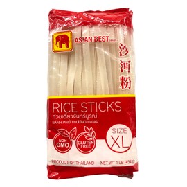 Asian Best Rice Sticks Premium Noodles for Traditional Pad Thai Banh Pho Thoung Hang Chantaburi เส้นจันทร์ size XL Gluten Free (Pack of 3)