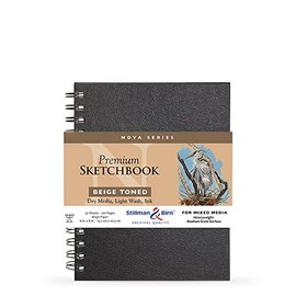 Stillman & Birn Nova Series Beige Wirebound Sketchbook, 6" x 8", 150 GSM (Heavyweight), Beige Paper, Medium Grain Surface