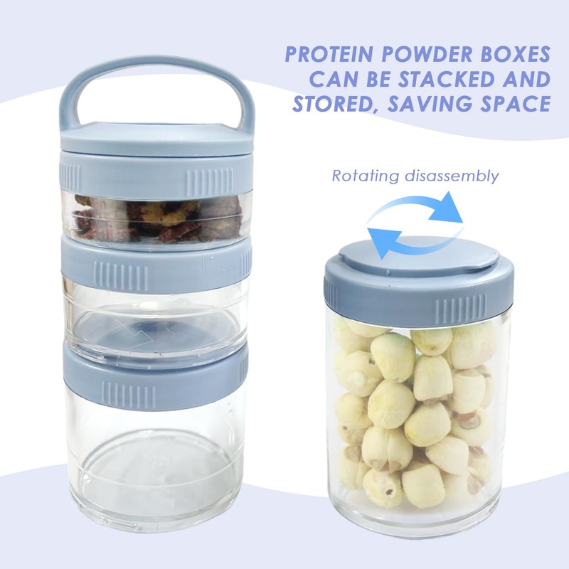 1 Set of 4-Layer Protein Powder Box and 1 Measuring
